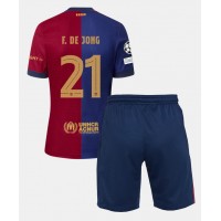 Dětský fotbalový dres Barcelona Frenkie de Jong #21 2024-25 Domácí Krátký Rukáv (+ trenýrky)